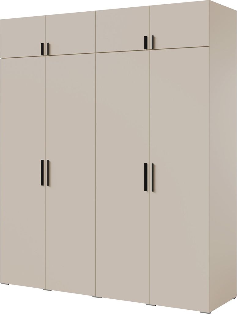 Kleiderschrank, Drehtürenschrank Kaschmir mit Ablageflächen und Kleiderstangen Breite 200 cm