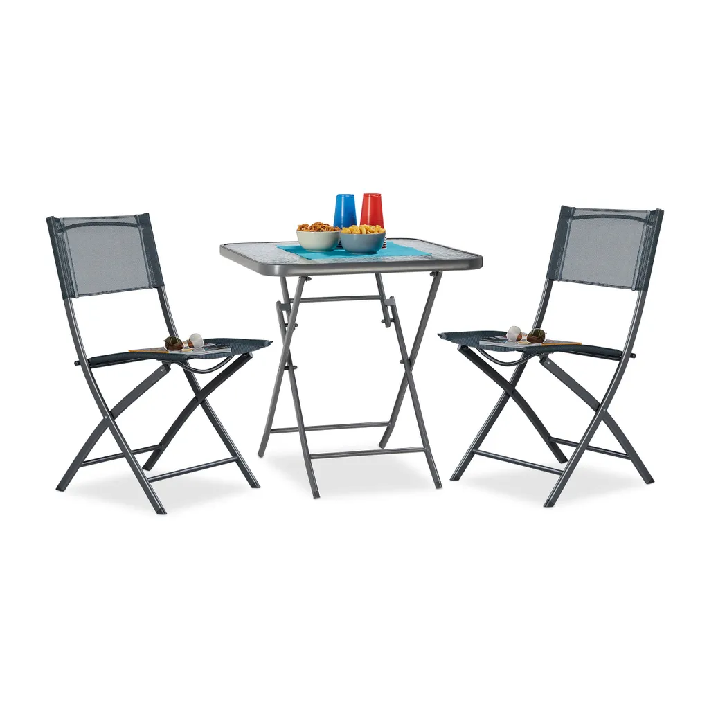 Salon de jardin pliable Relaxdays résistant aux UV et gain de place