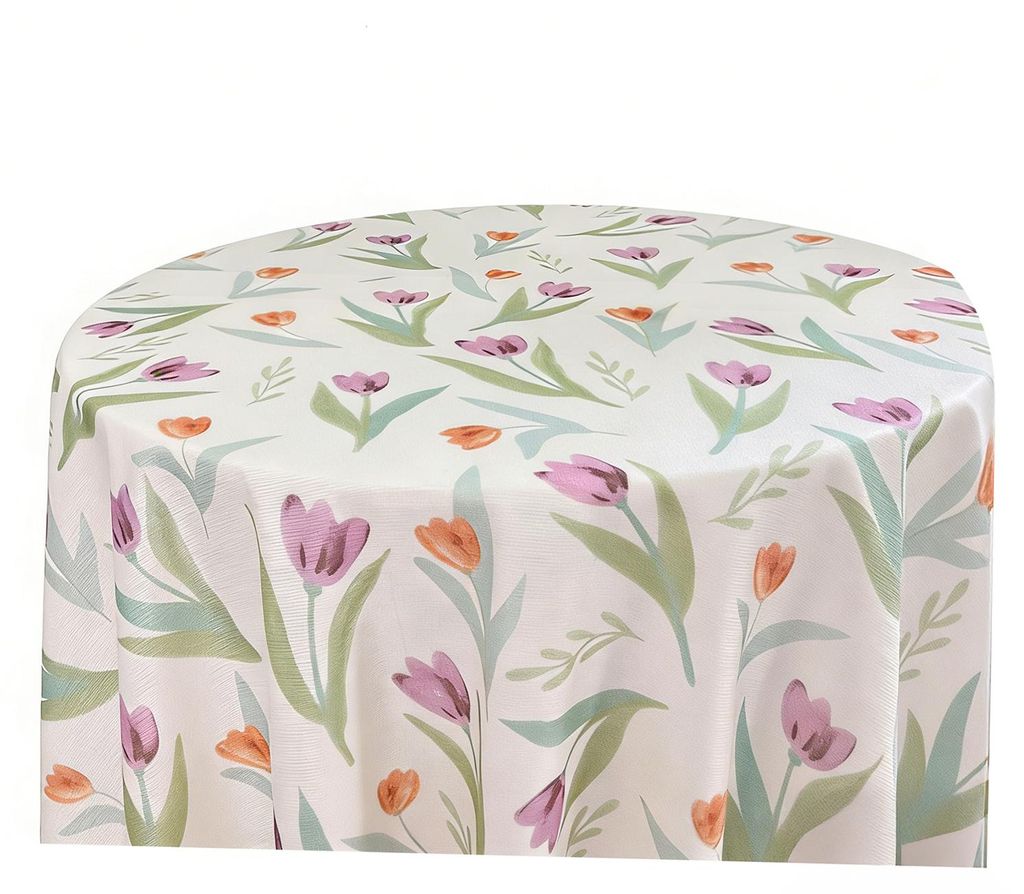 Tischdecke mit saisonalem Sommer-Aquarellblumenmuster, rund, fleckenabweisend, knitterarm, Tischdecke, Heimdekoration F