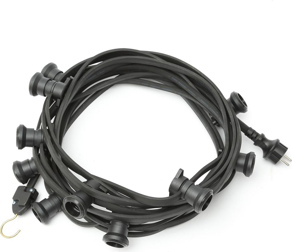 Illu-/Partylichterkette BLACKY 40m - Außenlichterkette schwarz - 40x E27 Schraubfassung