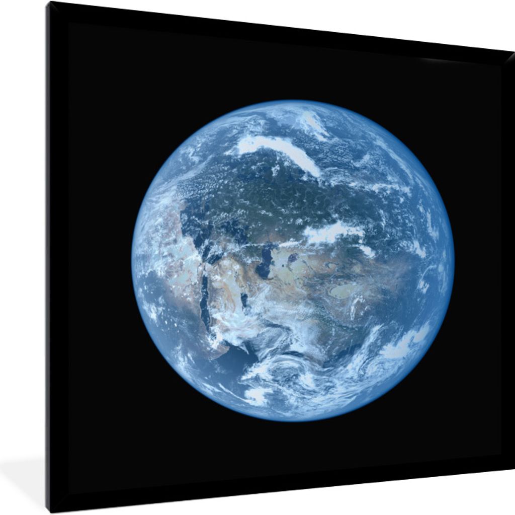 MuchoWow Gerahmtes Poster Satellitenbild einer hellblauen Erde 40x40 cm - Poster mit Schwarzem Bilderrahmen Wandposter Rahmen Foto Bilder - Mit R...