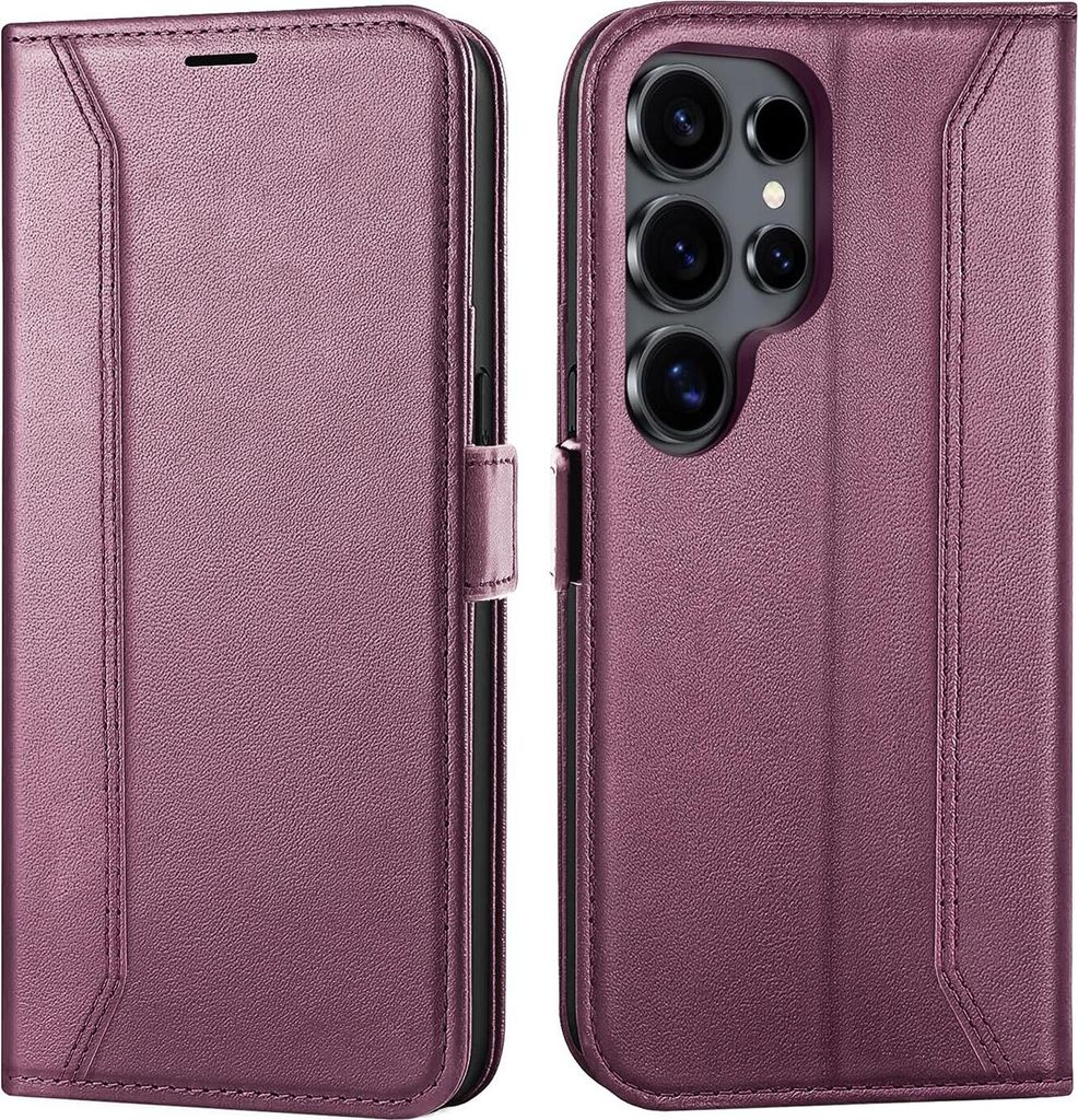 Conie RFID Klapp Tasche für Samsung Galaxy S25 Ultra Kartenfach Hülle Rundumschutz in Lila