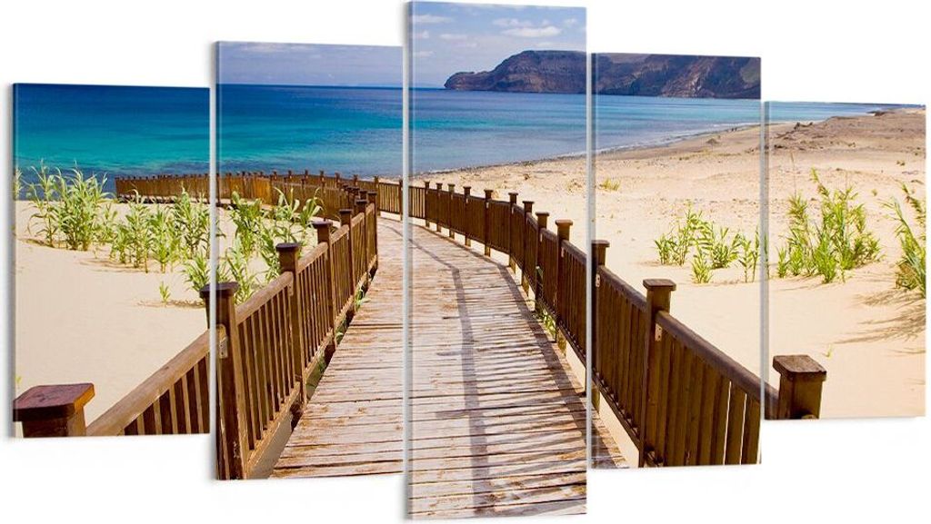 Bild auf Leinwand - Leinwandbild - Ozean Strand Sand Ufer - 160x85cm - Wand Bild - Wanddeko - Leinwanddruck - Bilder - Kunstdruck - Wanddekoration ...