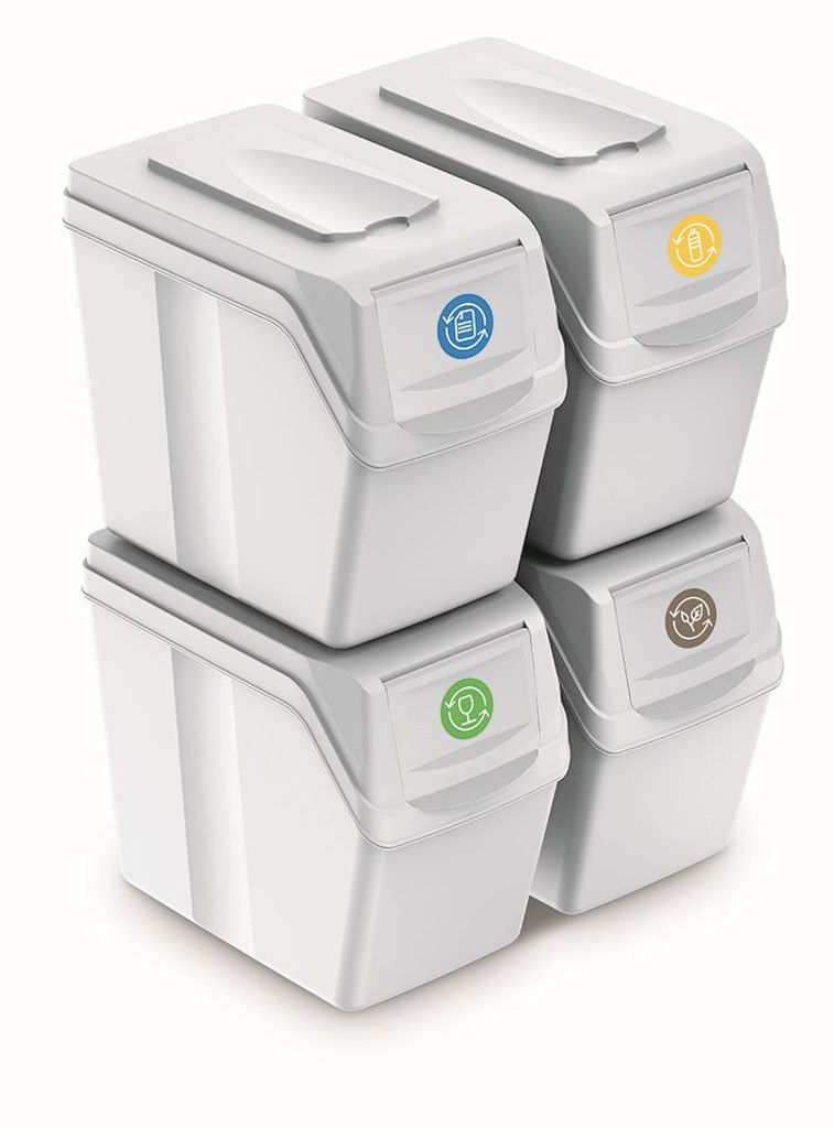 3x35L Behälter Sorti Box Müllsortierer 3 Farben von rg-vertrieb Prosperplast Mülleimer Abfalleimer Mülltrennsystem 105L Weiß