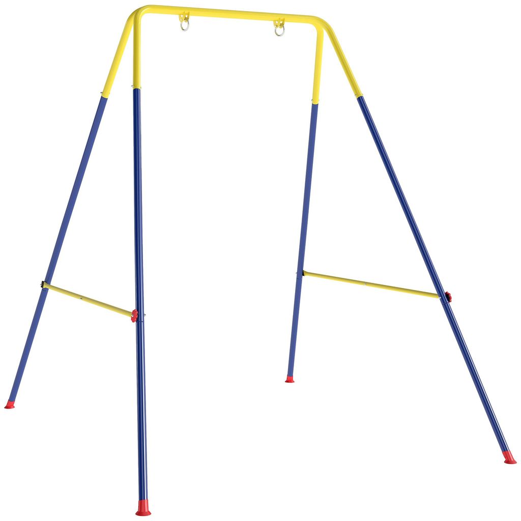 Faltbar Schaukelgestell mit A-Rahmen, 2 Haken, 4 Bodenankern, für 9 Monate bis 8 Jahre Kinder 128x155x157 cm Blau