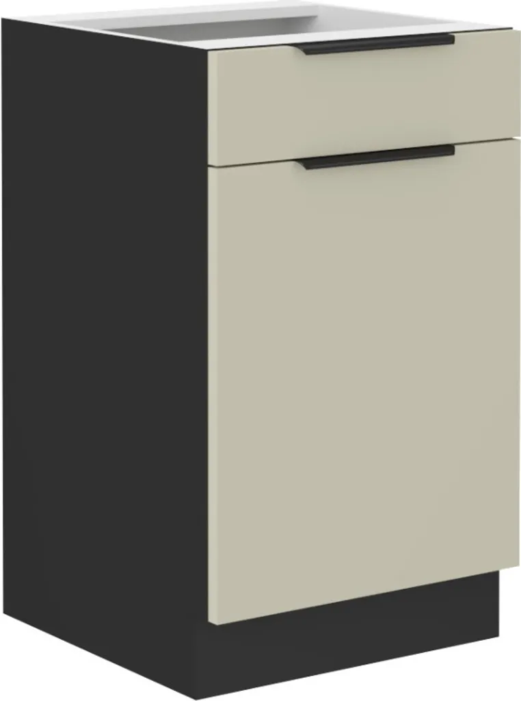 Meuble bas avec tiroir AGAFIJA 50 cm coloris cachemire et noir chic