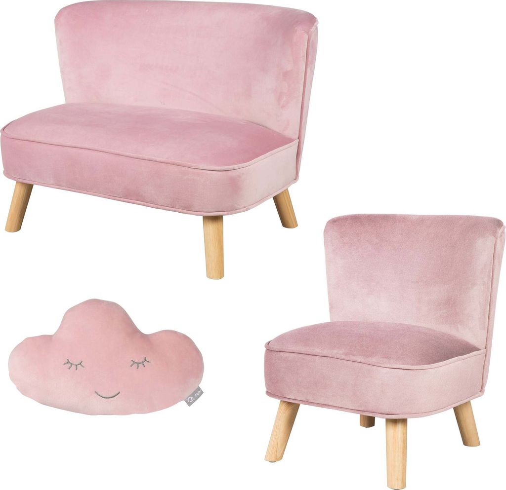 roba Bundle 'Lil Sofa' besteht aus Kindersofa, Kindersessel, Dekokissen Wolke in rosa/mauve