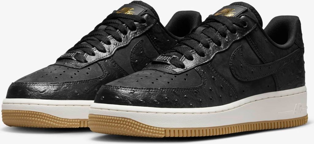 Nike Air Force 1 '07 LX "Black Ostrich Gum", Schwarz, Größe: 42,5