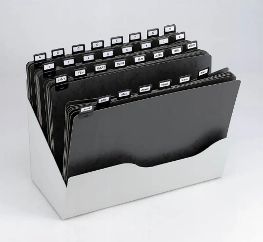 Rangement pour fiches A5 Rexel - Bac métallique gris clair de bureau