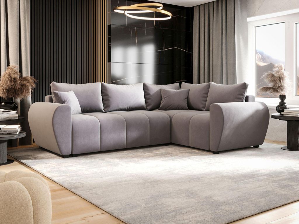 BEDANTE ECKSOFA MOLISA L PLUS Itaka 50 Rechts Grau mit Schlaffunktion L-Form Sofa mit Stauraum Bettkasten Wohnzimmersofa Couch Sofa Bettsofa Bettka...
