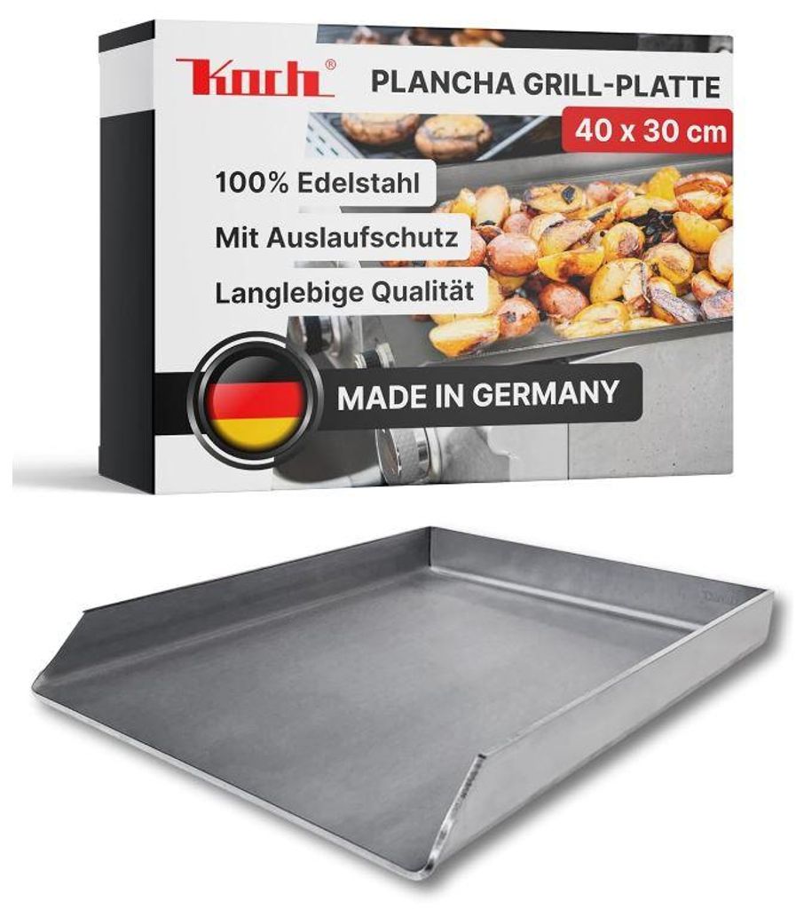 KOCH #42 massive Edelstahl PLANCHA 40 x 30 cm Burger- Steak- GRILLPLATTE 5 Kg