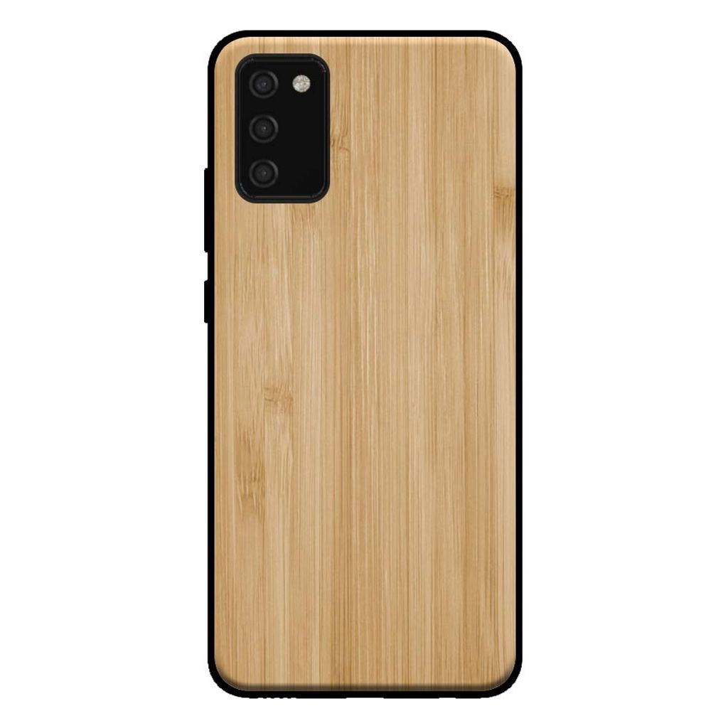 Smartphonica Handytasche für Samsung Galaxy A02s mit Holzoptik - Rückwand Bambus Kunstholzhülle - Braun