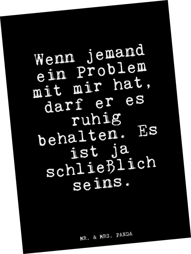 Mr. & Mrs. Panda Postkarte Wenn jemand ein Problem... - Produktbild 