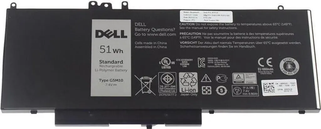 Batterie Dell pour portable Lithium 4 cellules 51Wh travail nomade Noir