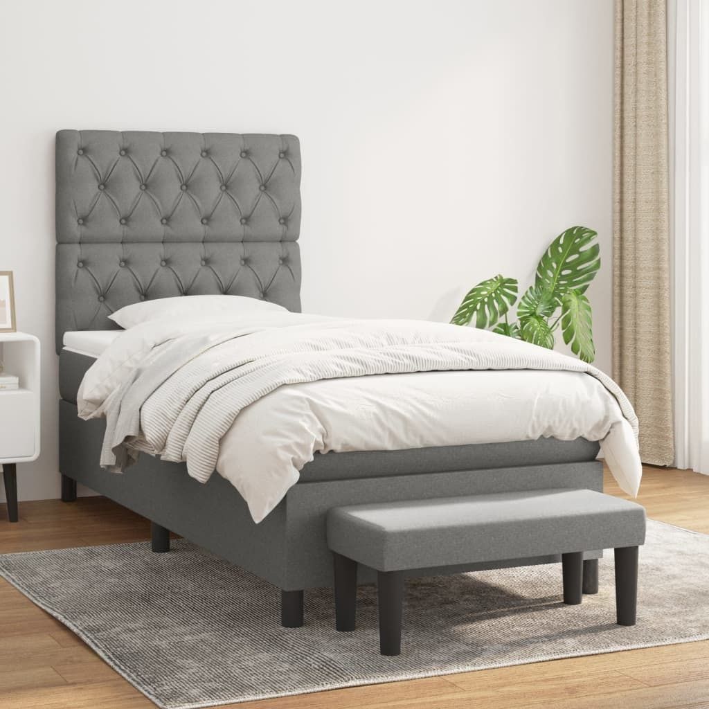 Maison Exclusive - Boxspringbett mit Matratze Dunkelgrau 80x200 cm Stoff