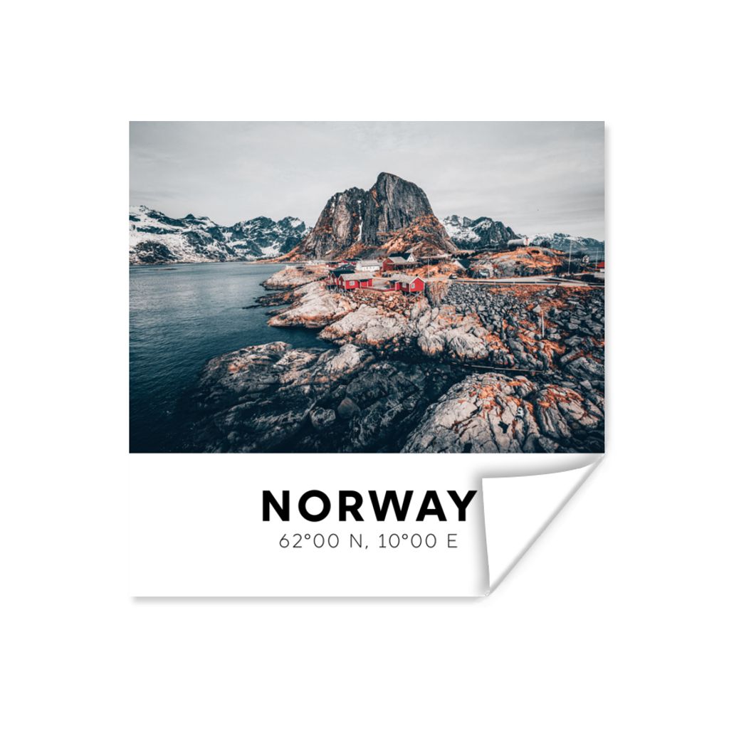 MuchoWow Poster Norwegen - Skandinavien - Bergen - Winter 50x50 cm - Wohnzimmerdekoration