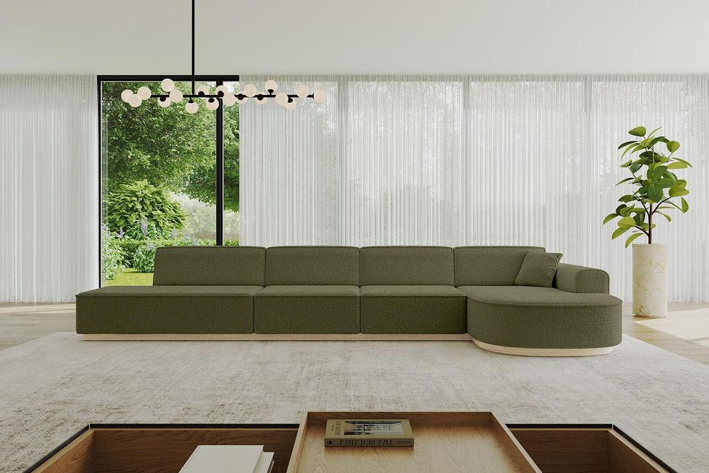 ALTDECOR Ecksofa in L-Form ARRIO-L3 - 413x171x83 cm Grün - Corner Sofa Bett Eckcouch Couch Wohnlandschaft Cauchsofa