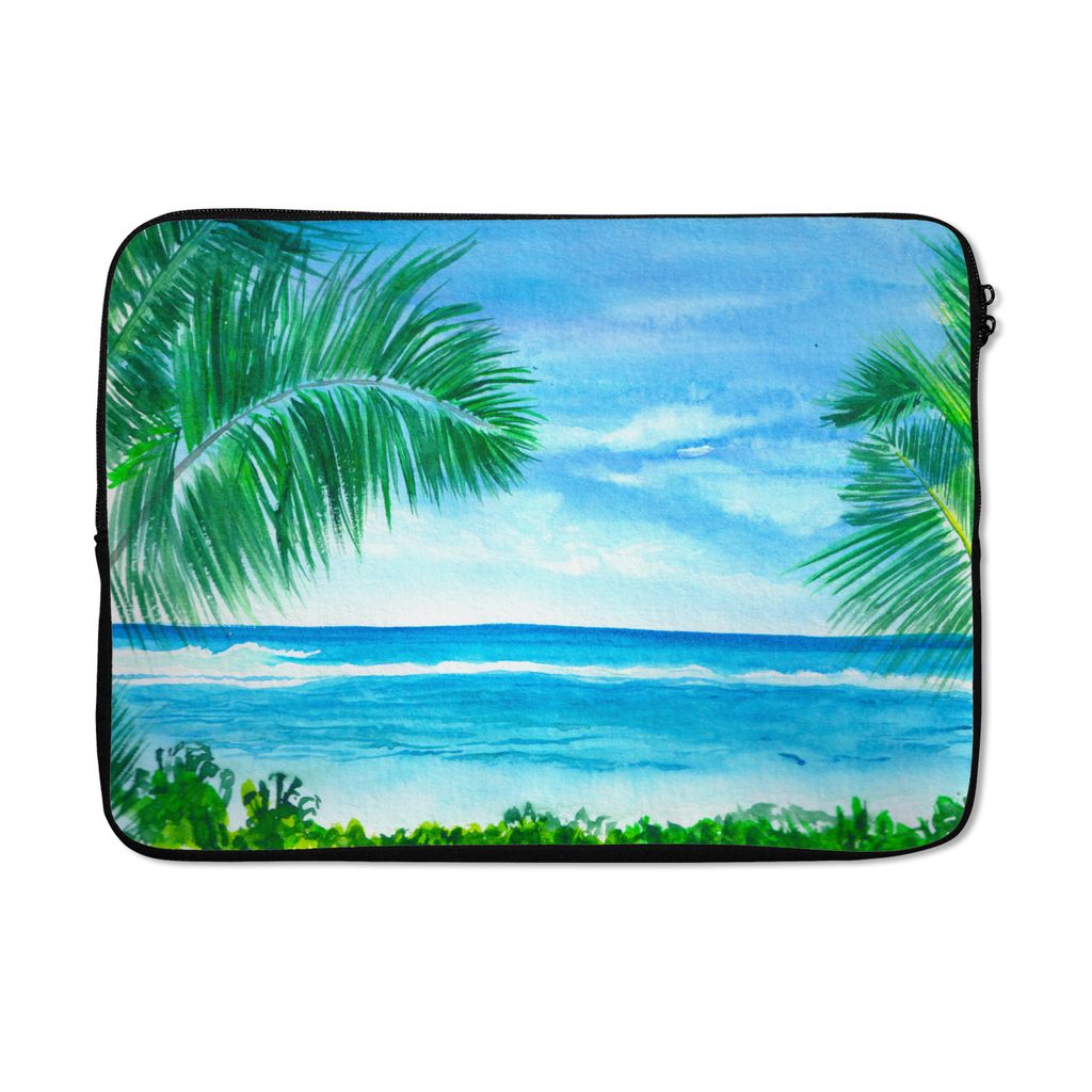MuchoWow Laptop Hülle 13 Zoll Meer - Pflanze - Aquarell Laptoptasche - Laptophülle - Sleeve - Rundumschutz