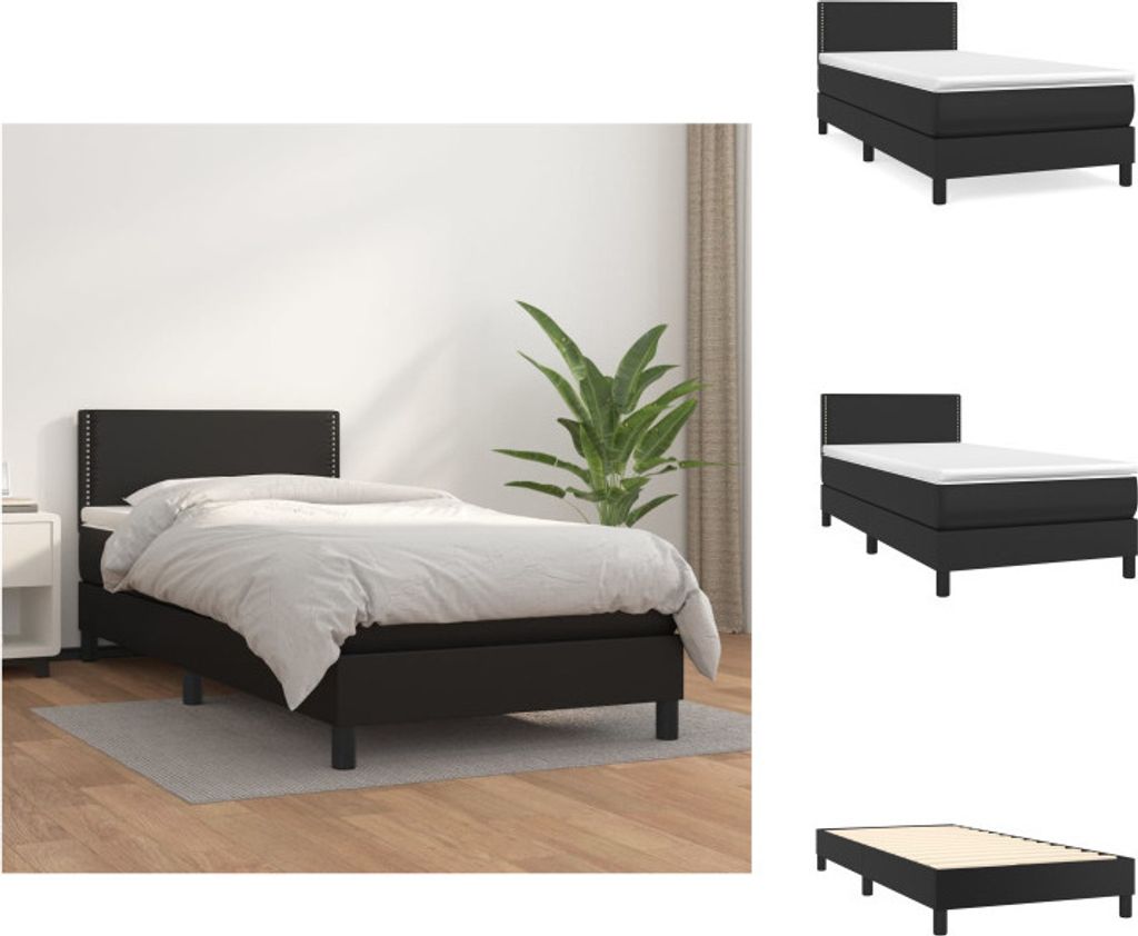 vidaXL Boxspringbett mit Matratze Schwarz 80x200 cm Kunstleder - Betten & Bettgestelle