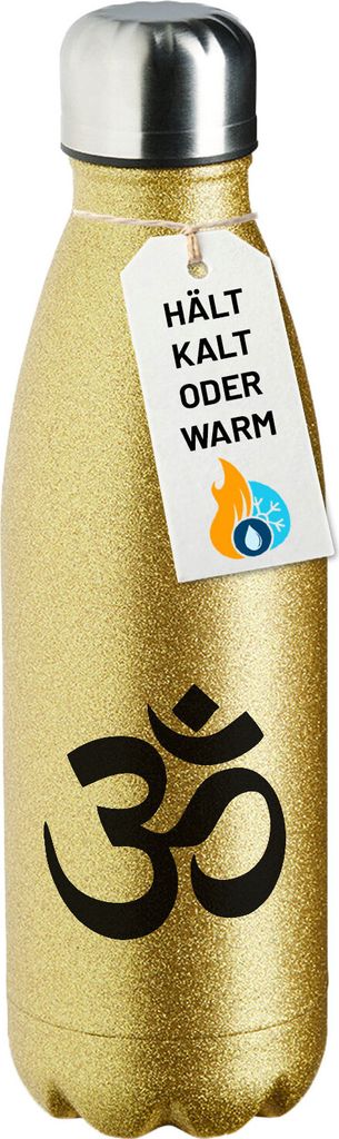 Huuraa Trinkflasche Om Symbol 500ml Gold Edelstahl Wasserflasche Trinkflasche Geschenkidee