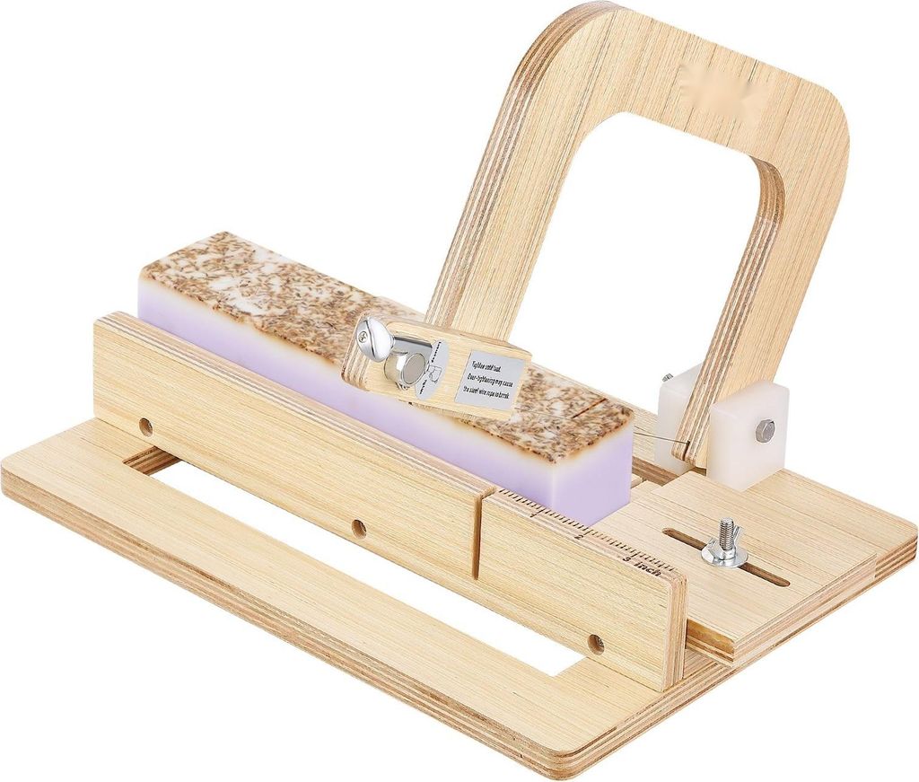 Seifenschneider - Holz-Schneidegerät mit Draht - Einstellbare Dicke 0–5 cm - Verstellbare Drahtspannung - Edelstahl-Draht - Inkl. Ersatzdrähte ...