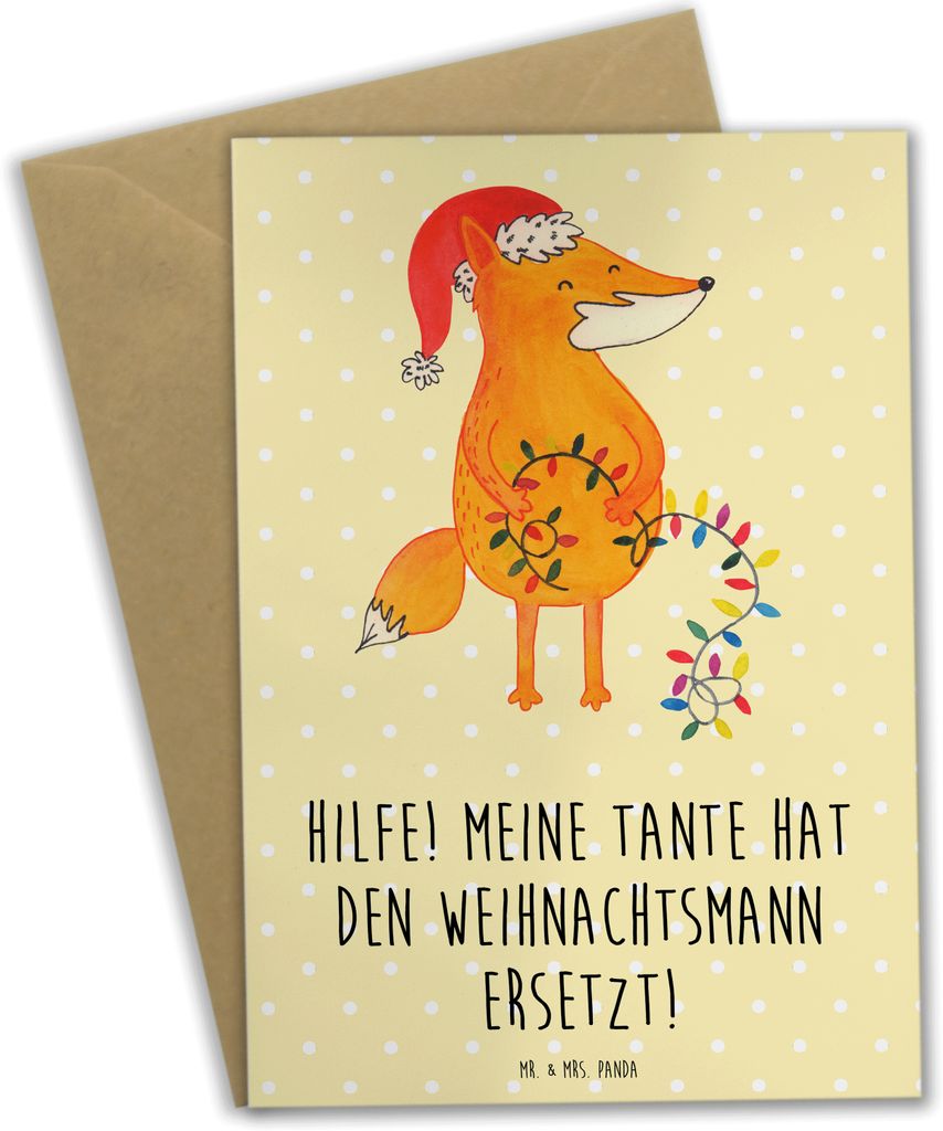 Mr. & Mrs. Panda babykarte Tante Weihnachten - Gelb Pastell - Geschenk, Grußkarten, hochzeitskarten, Liebe, einladungskarten, für, Geschenke, wei...