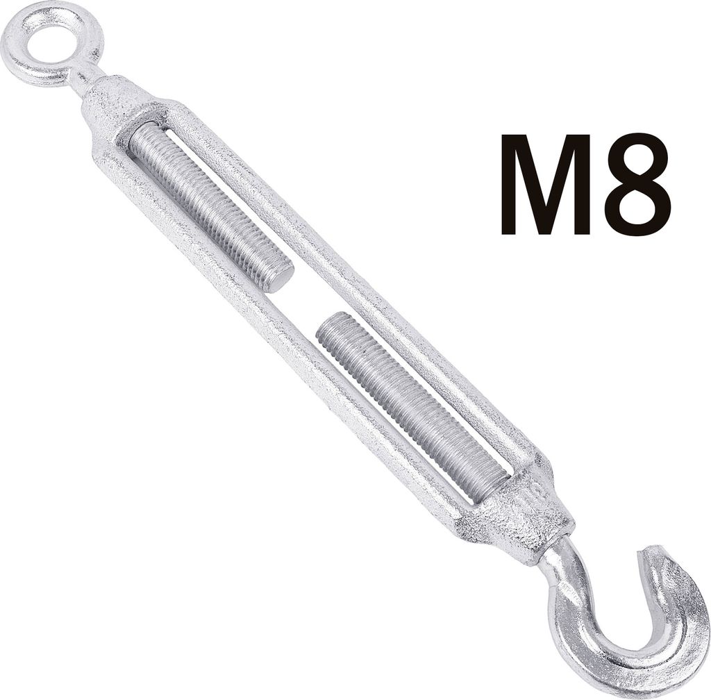 BAUSTER Spannschloss Seilspanner Spannschraube Verzinkt Drahtseil 8mm Stahl Haken Öse 5-24mm