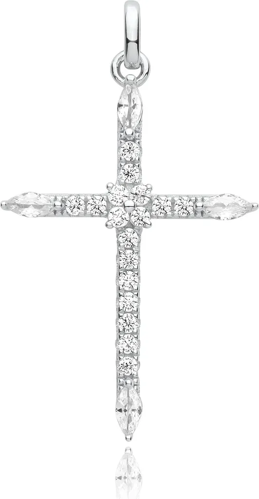Pendentif Croix Argent 925 Scintillant Oxydes de Zirconium 32x20 mm