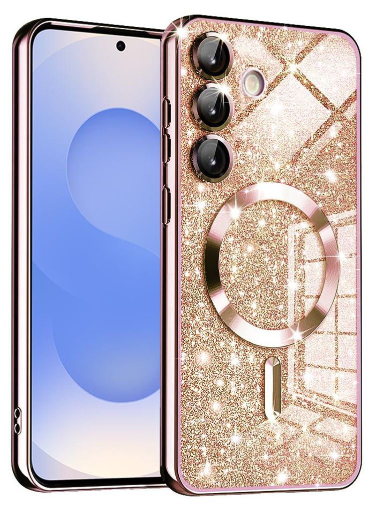 Techsuit Luxury Glitter Back Cover Hülle mit MagSafe für Samsung Galaxy S25 - Roségold