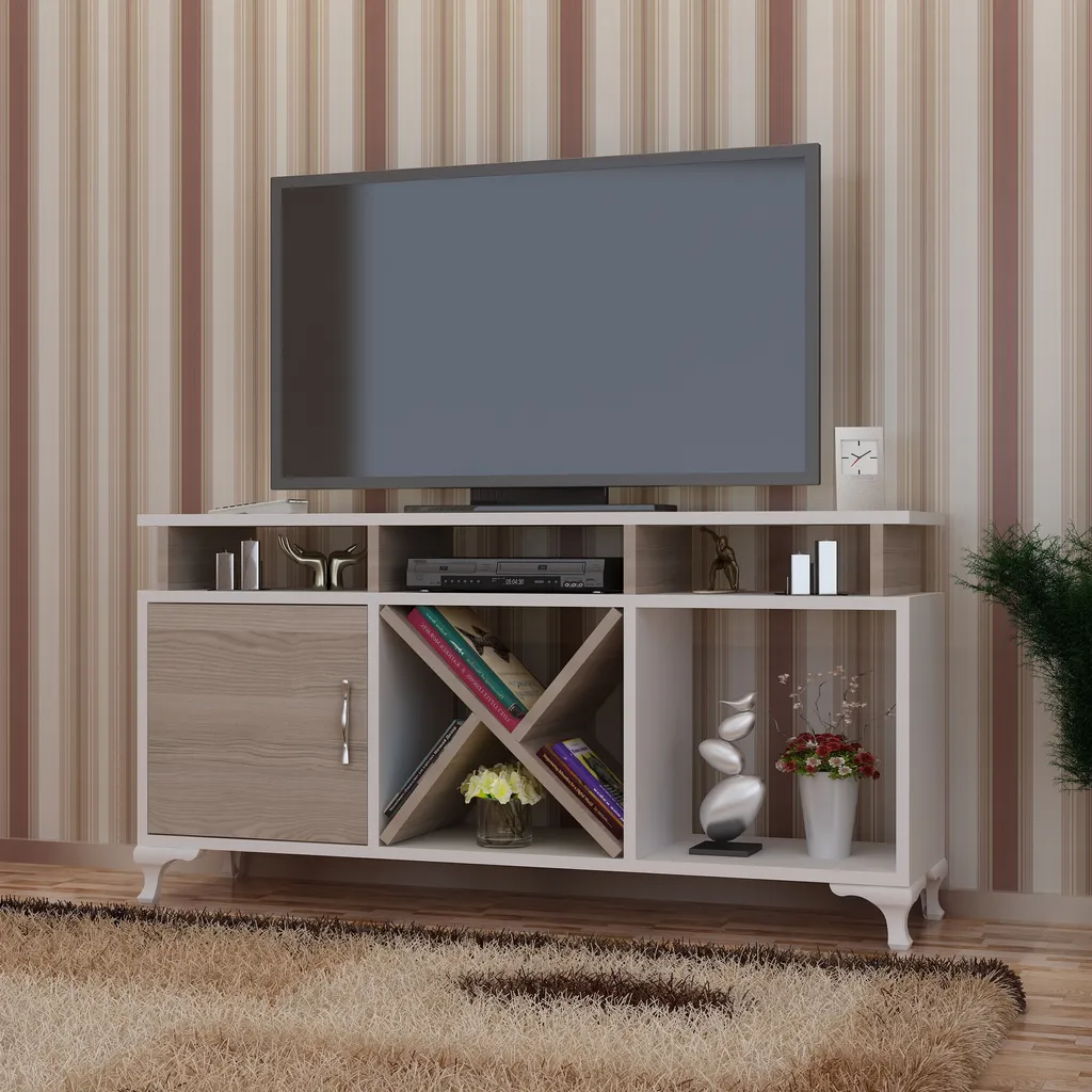 Skye Decor Ay White Cordoba - Meuble TV Blanc en Mélaminé 120 cm