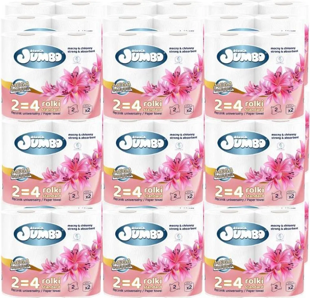 Essuie-mains papier Elefant Jumbo Mega Long Blanc 2W en pack de 60 rouleaux