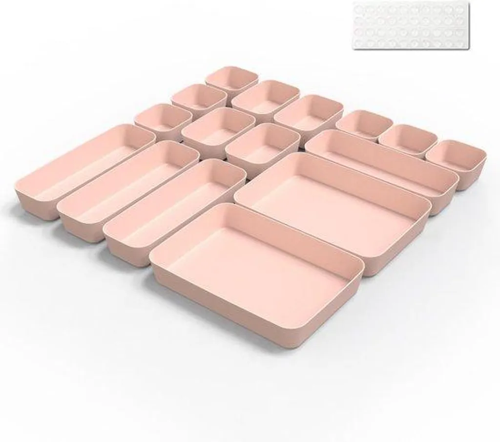 Rangement tiroir silicone rose 16 unités antidérapant et incassable