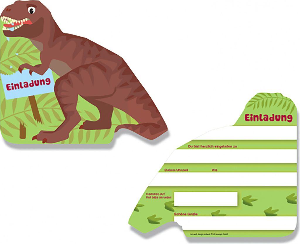 Dinosaurier Einladungskarte Dino T-Rex 6 Stück Kindergeburtstag