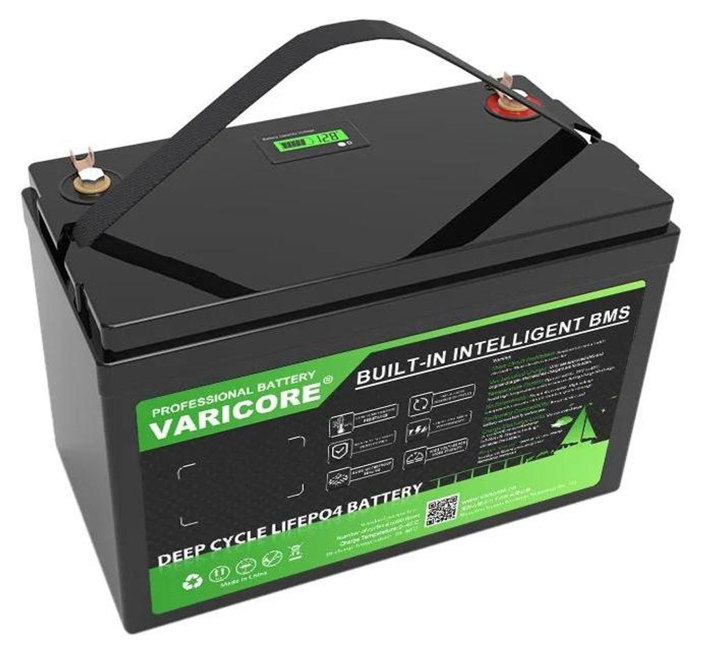 LiFePO4 12,8V 160Ah Batterie - Deep-Cycle Lithiumbatterie - 6000 Zyklen - USB 3.0 und Type-C Anschlüsse - Für Solar, Wohnmobil, Boot - LCD-Display