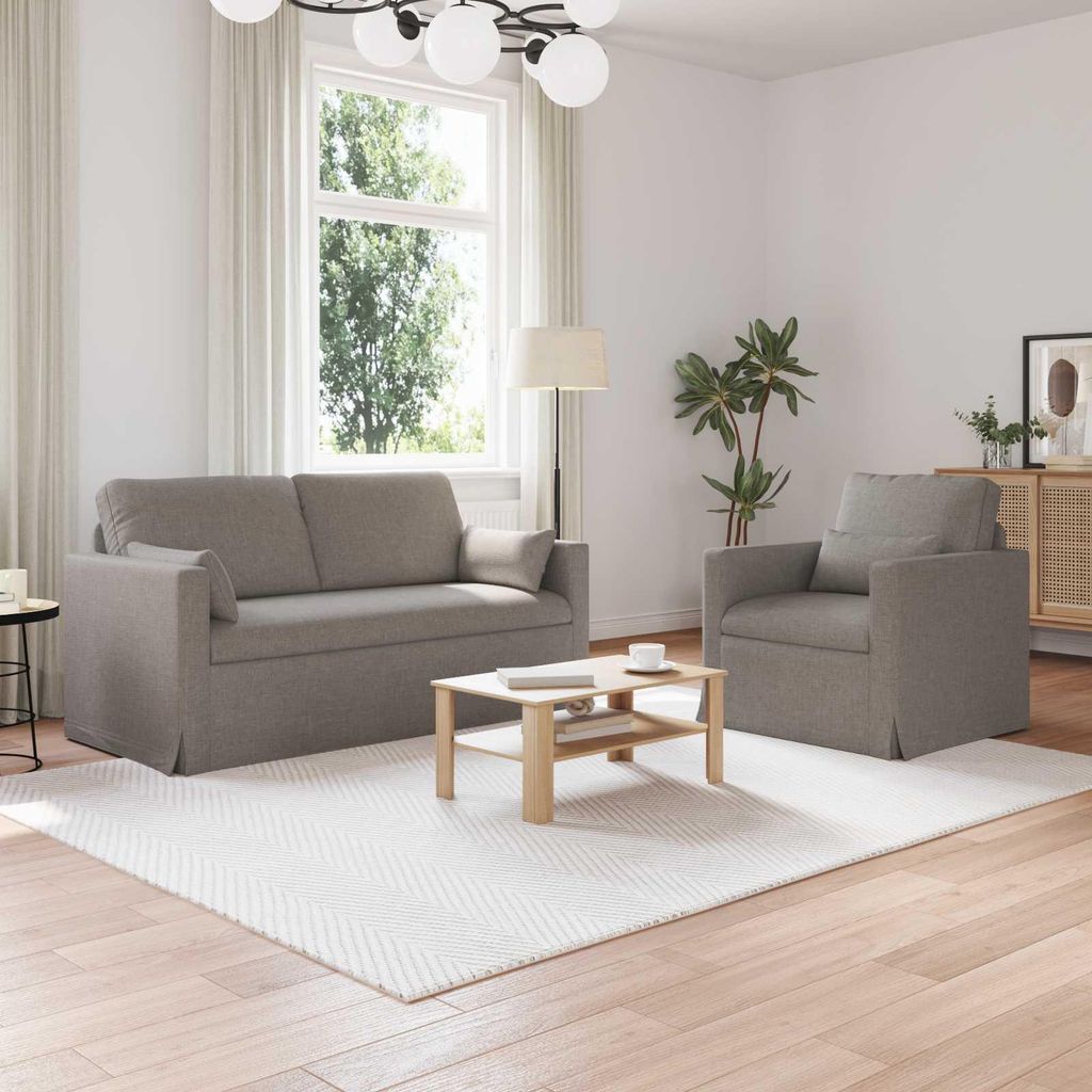 "2026 Aktion"2-Sitzer Sofa Couch 140cm - 2 pcs - elegantes Design - Doppelsofa - Couch - Taupe Metall Promotion694670 - Klassische Sofas