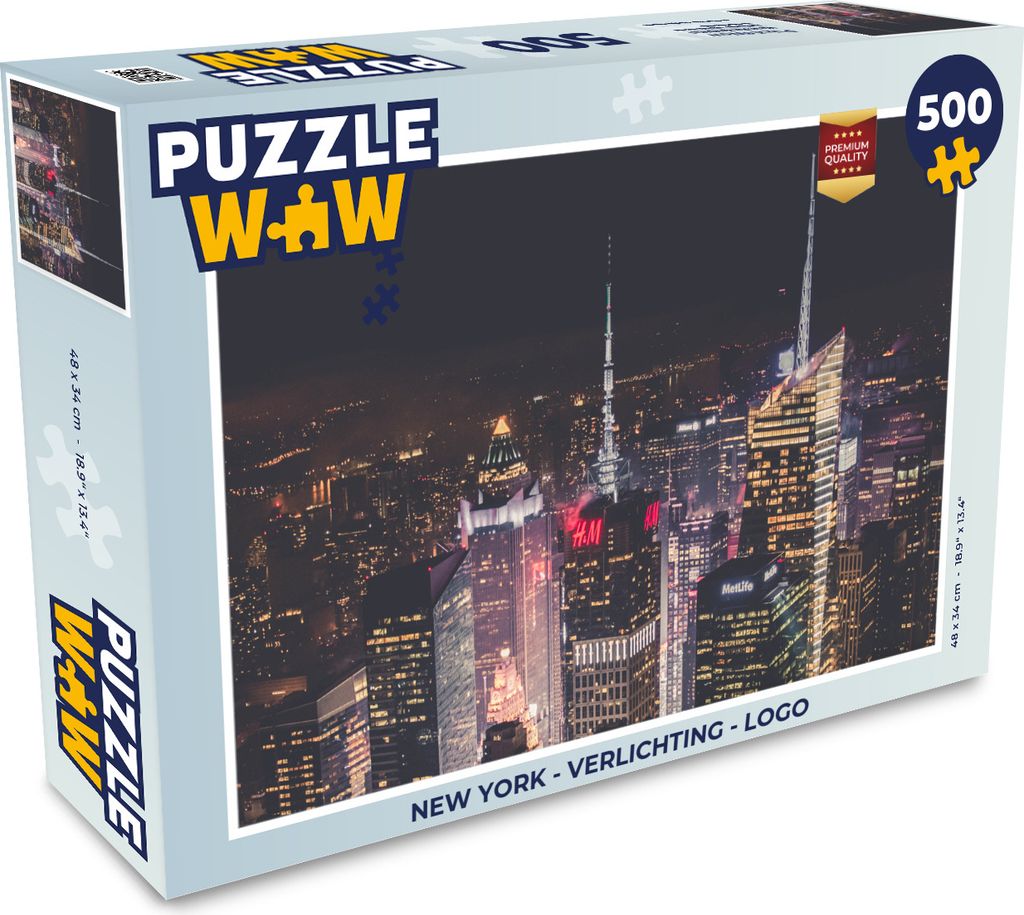 MuchoWow Puzzle 500 Teile New York - Beleuchtung - Logo - 500 Teile - Kinder - Selberbauen - Puzzlespiele