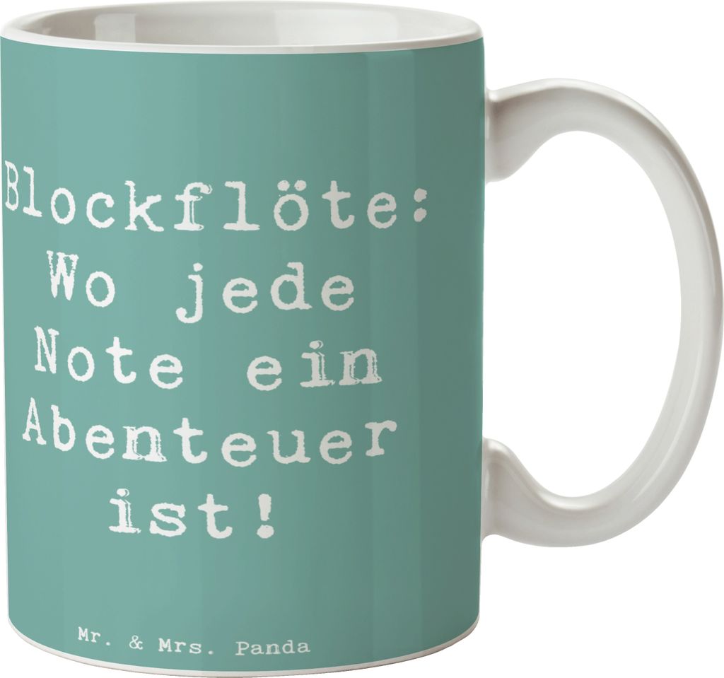 Mr. & Mrs. Panda Kaffeebecher Spruch Abenteuer Blockflöte - Meeresbrise - Geschenk, Kaffeetasse, Lernen, Becher, Tasse, Instrument, Noten, Teetass...