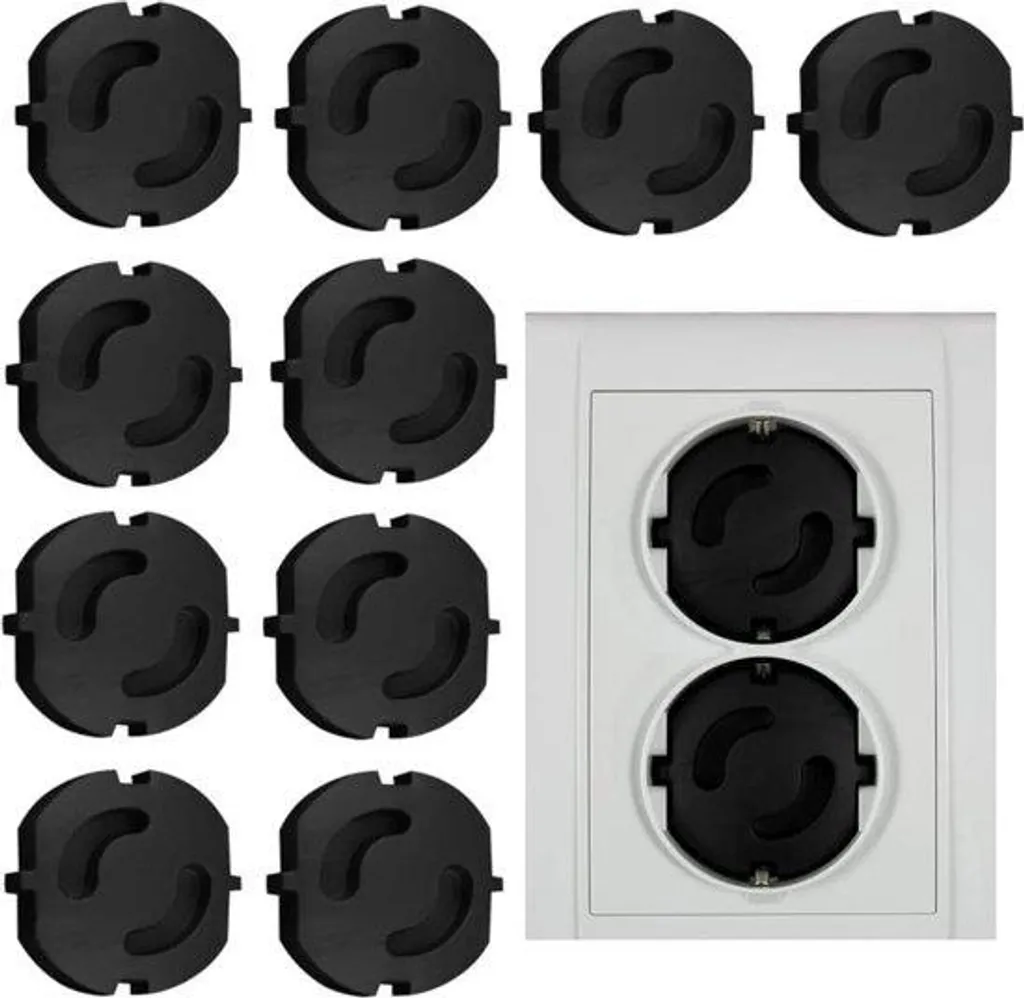 Cache-prises de sécurité enfant lot de 10 noir norme UE pour maison