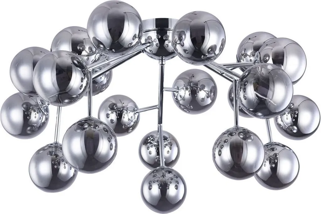 Plafonnier Argenté Casa Padrino Ø 75 cm avec Abat-jour Sphérique Chic
