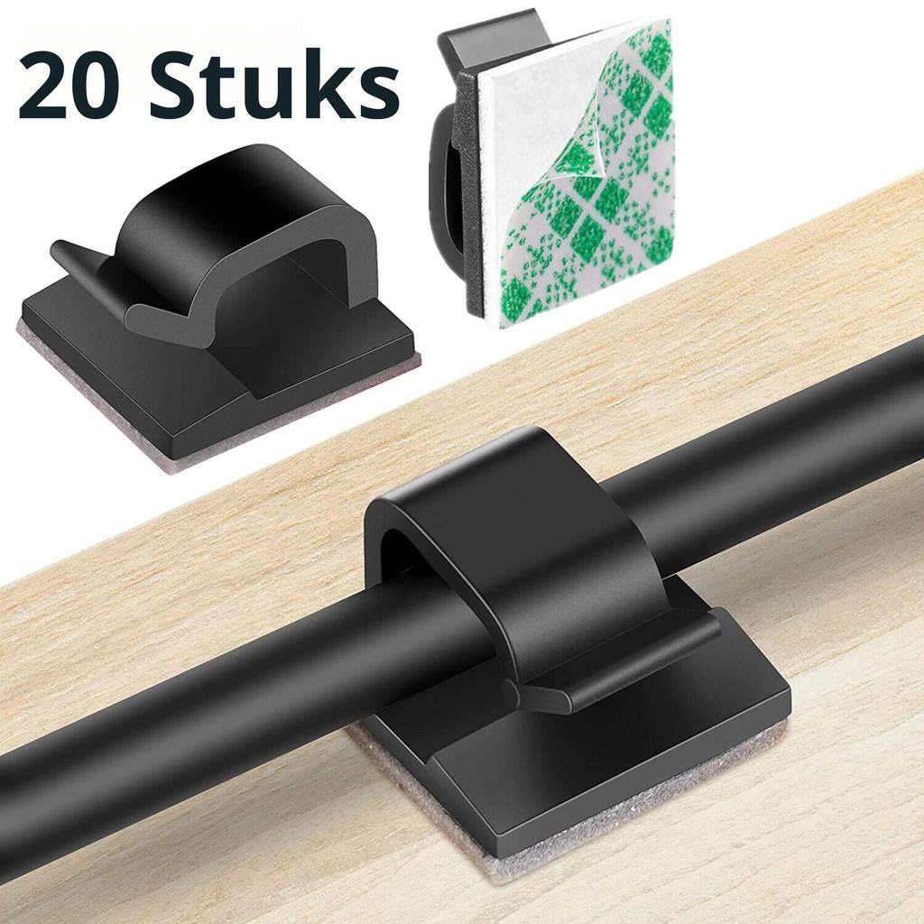 Kabelclips - 20 Stuks - Zelfklevend - Kabel Houder - Kabel Productafbeelding 