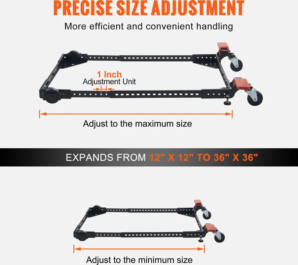 SucceBuy Support Roulant de 500 lbs, Base Mobile Réglable 12" à 36" - 4