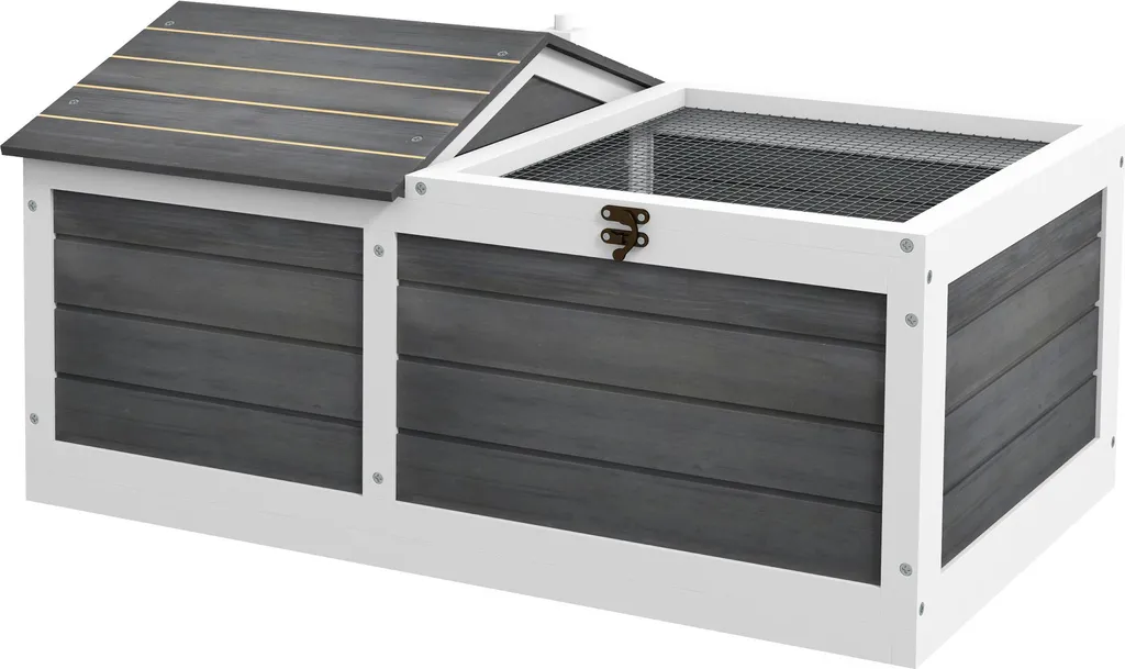 Cage Tortue de Terre avec Enclos Modulable en Bois de Sapin Naturel