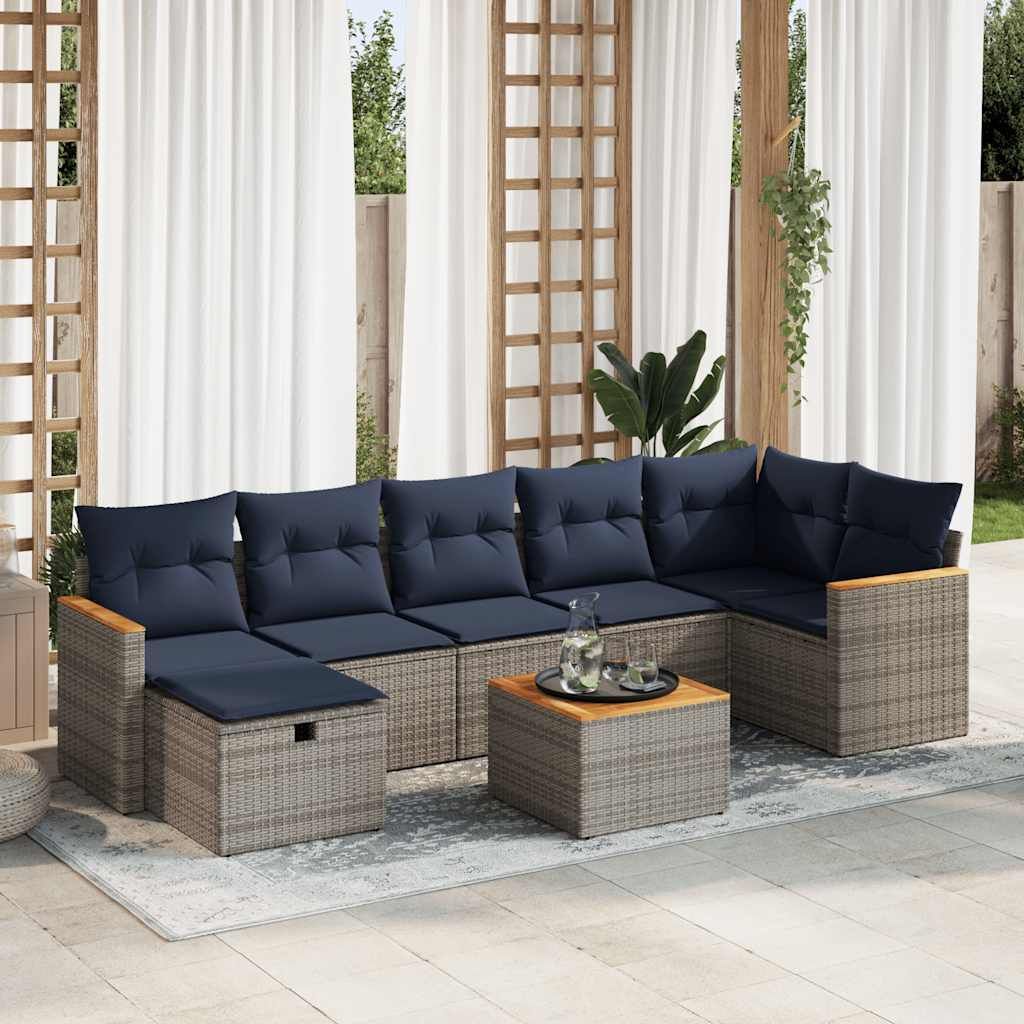 Maison Exclusive - 8-tlg. Garten-Sofagarnitur mit Kissen Grau Poly Rattan