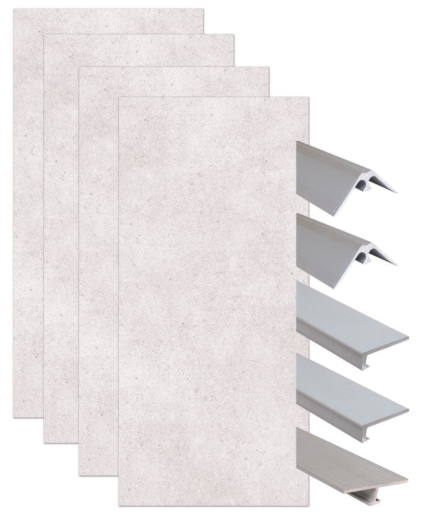 ONDEE ZEN-Pack: Montage von 4 Wandpaneelen in einer Nische – Terrazzo 200 cm – verchromte Profile