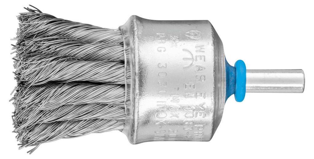 PFERD TOOLS Pinselbürste mit Kunststoffschutz gezopft PBG Ø30mm Schaft-Ø6 mm Edelstahl-Draht-Ø0,25 10 Stk