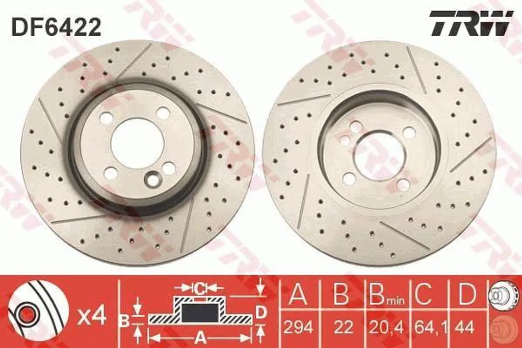 Disque de frein TRW DF6422 Haute Performance OE 34116777826 pour Mini R56