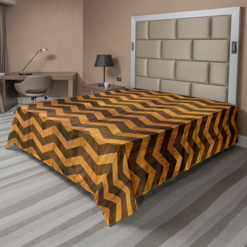 ABAKUHAUS Winkel Bettlaken, Zick Zack V Motiv Mittelalterlichen Heraldik Symbol Auf Holz Stil Hintergrund, weiches bequemes oberes Bettlaken für e...