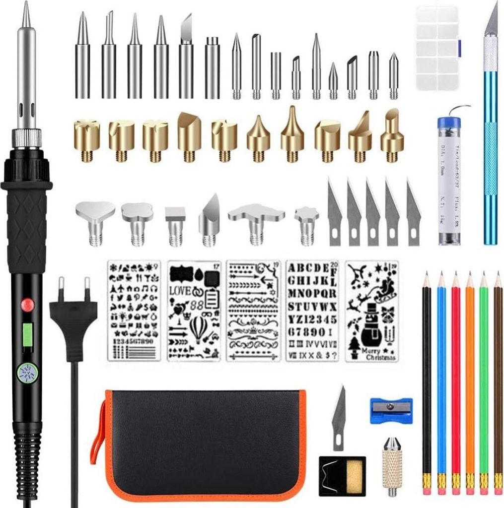 Brandmalerei Lötkolben Set 60W Holz – Brandmalkolben Temperatur einstellbar 200-450°C | Brennkolben für DIY Kunst
