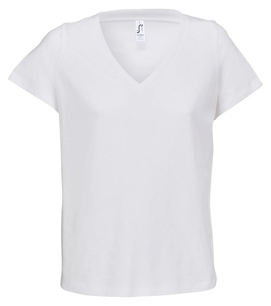 SOLS - "Regent" T-Shirt für Damen, V-Ausschnitt PC8013 (M) (Weiß)