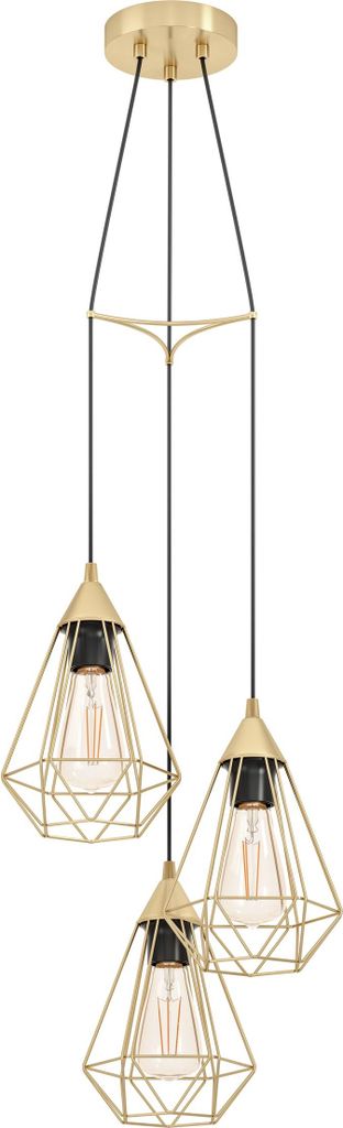 EGLO Pendelleuchte Tarbes, Hängelampe, Hängeleuchte aus Metall in Messing-Gebürstet, Esstischlampe, Wohnzimmerlampe hängend mit E27 Fassung, Ø...
